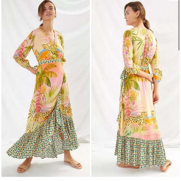 FARM Rio Dresses & Skirts - ANTHROPOLOGIE FARM RIO Tropical Wrap Maxi Dress Small